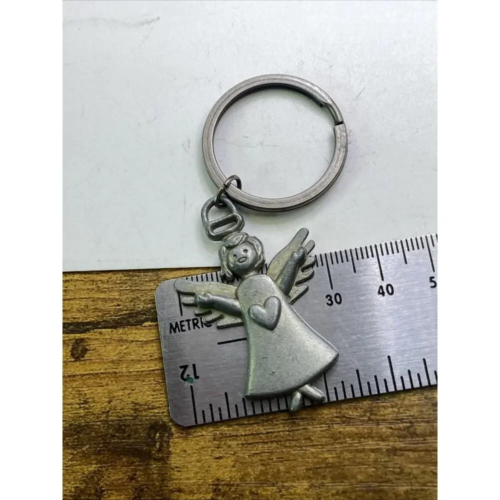 Womens Vintage Silver Angel Keychain